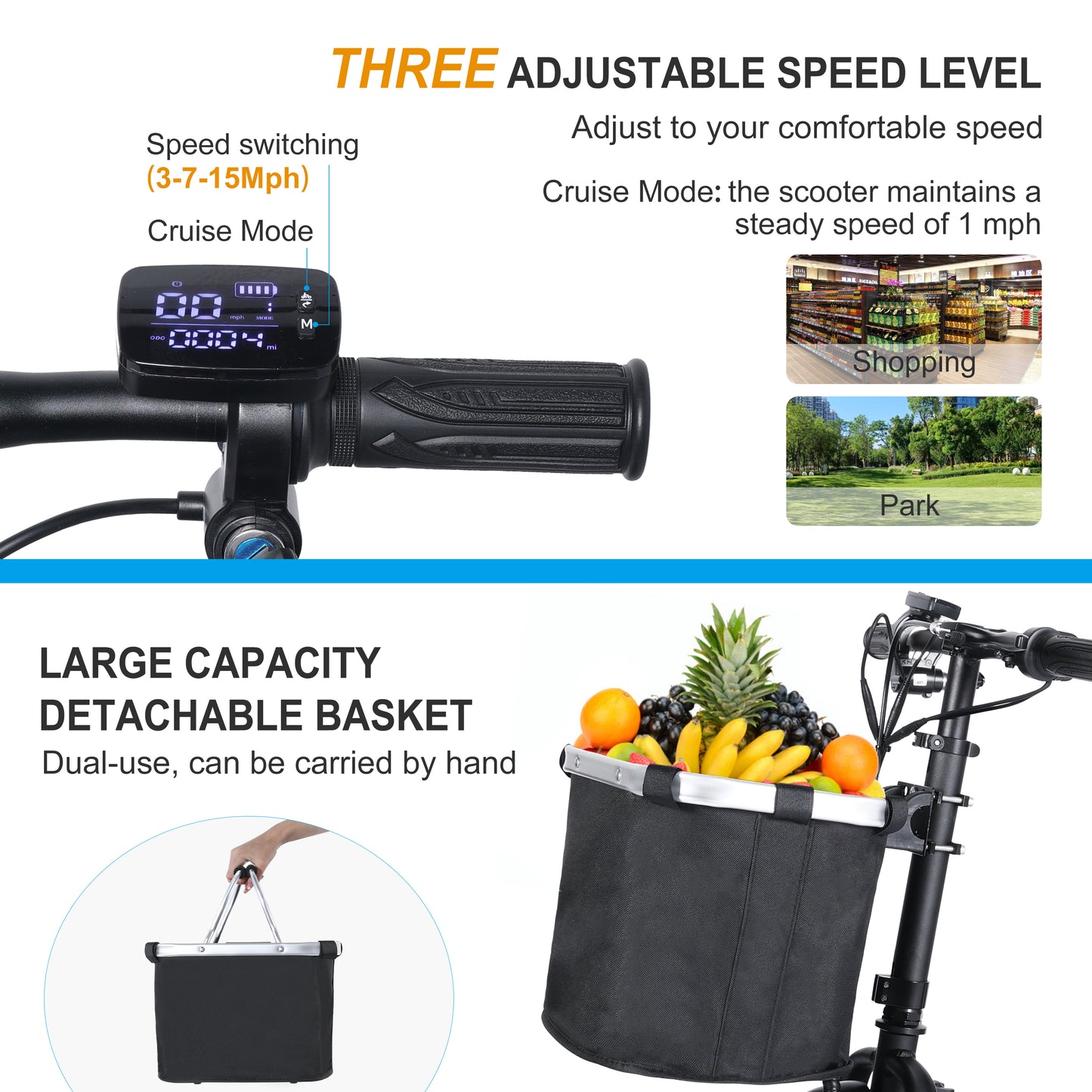 TopMate ES10 Electric Scooter 3 Wheel 350W Power Mobility Scooter for Adult Senior