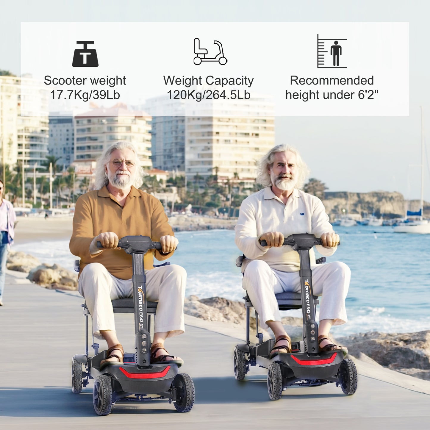 TopMate ES42 Travel Mobility Scooter 4 Wheel for Adult Ultra-Compact Lightweight