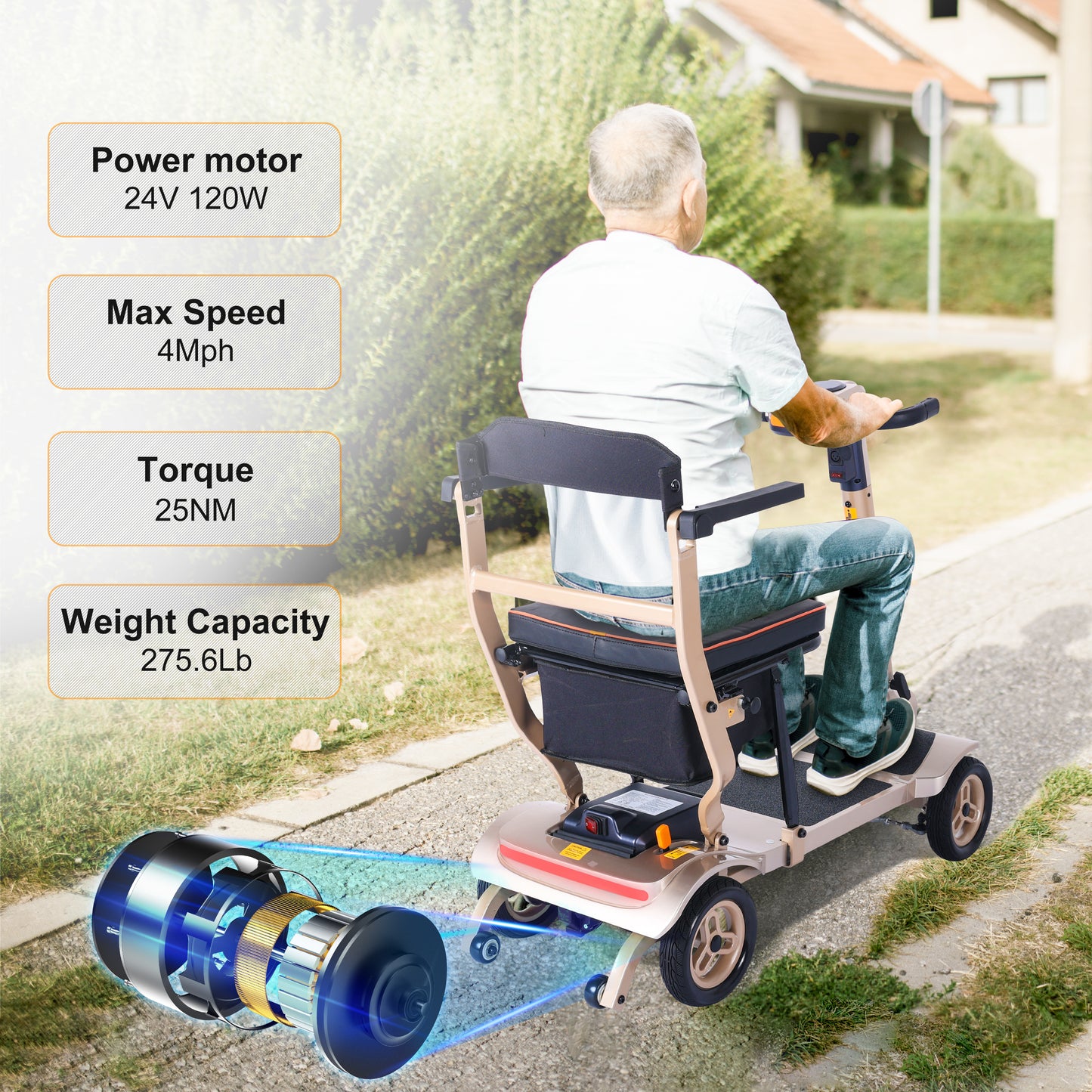 TopMate ES40 Lightweight Mobility Scooters 4 Wheel for Adults Airline Approved