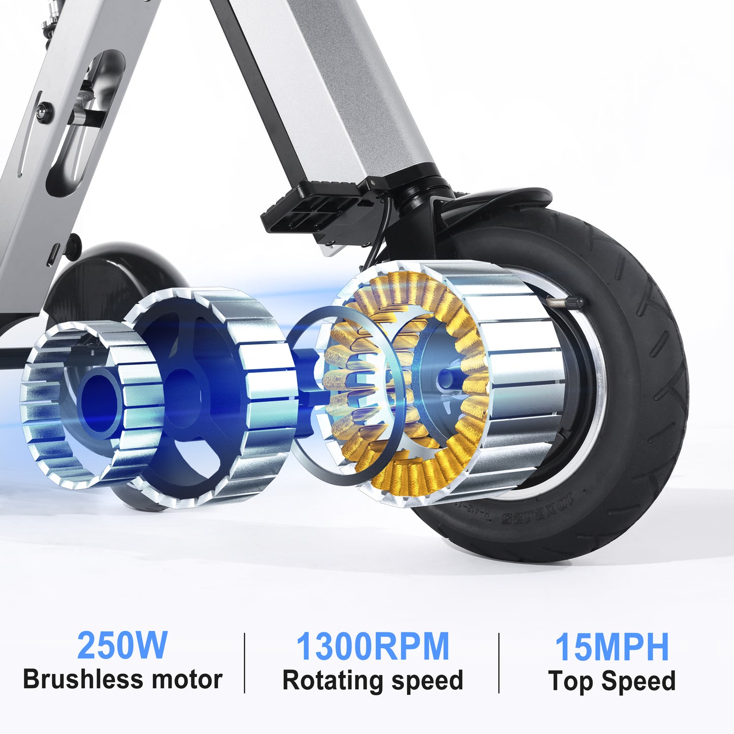 Powered Mobility Scooter 3 Wheel with Backrest Seat Lightweight Electric Scooter